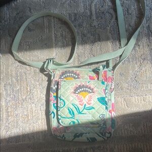 Vera Bradley Green and Pink Floral Crossbody Bag